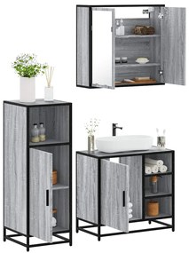 Set Mobili Da Bagno 3 Pz Grigio Sonoma İn Legno Multistrato /