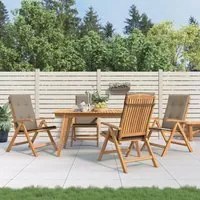 Sedie da Giardino Reclinabili con Cuscini 4 pz in Legno di Teakcod mxl 124987