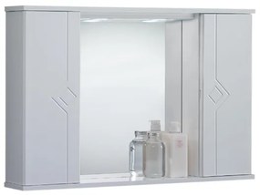 Specchiera da bagno PLUTONE 90 bianco lucido a 2 ante con luce LED