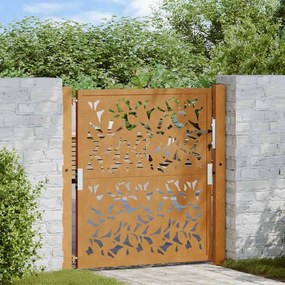 Cancello Da Giardino 105x105 Cm Acciaio Corten Design A Foglia /