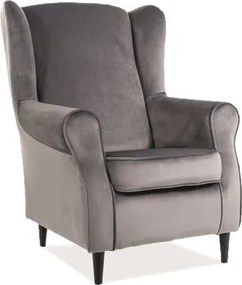 Poltrona Baron in velluto grigio - Blu14/wenge