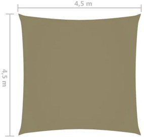 Parasole a Vela in Tela Oxford Quadrato 4,5x4,5 m Beige