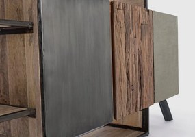 Credenza MANCHESTER in legno di mango e acciaio nero, 175x38x100 cm