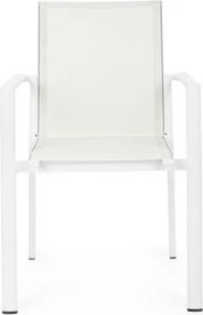 Set 4 Sedie Da Esterno Bianche In Alluminio E Textilene Con Braccioli Konnor Bizzotto
