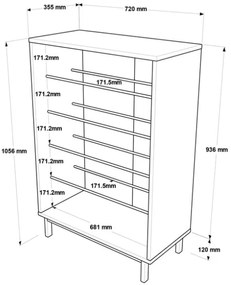 Scarpiera Da Ingresso Multiripiano 72x36x105 A 2 Ante Con Piedini Argo Rovere