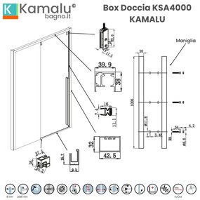 Kamalu - Doccia nicchia 130cm finitura acciaio spazzolato | KSA4000AS