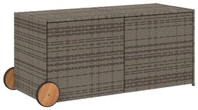 Contenitore da giardino con ruote grigio 283l in polyrattan