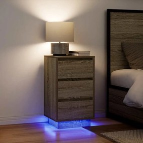Comodino Con Luci Led Rovere Sonoma 38x34x65 Cm /