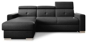 Divano angolare nero allungabile/con contenitore (con penisola a sinistra/con chaise lounge) Fresia – ELTAP