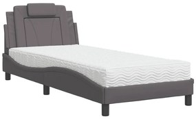 Letto con materasso grgio 80x200 cm in similpelle