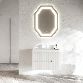 Mobile sottolavabo e lavabo Portofino per vasca centrale bianco in mdf L 80 x H 51 x P 40 cm, 1 anta 2 cassetti