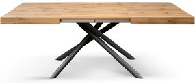 Tavolo CARRARA in legno, finitura rovere rustico e base in metallo antracite, allungabile 160&#215;90 cm &#8211; 240&#215;90 cm