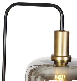 Lampada da terra di design nera con vetro oro e fumé - Zuzanna