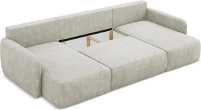 Divano angolare color crema allungabile/con contenitore (a U) con rivestimento in ciniglia Lilo – Makamii