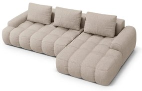 Divano angolare marrone chiaro allungabile/con contenitore (con penisola a destra/con chaise lounge) Linz – Cosmopolitan Design