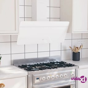 vidaXL Cappa a Parete 90 cm in Acciaio e Vetro Temperato Bianco