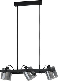 Lampadario Moderno Hornwood nero paralume nero e trasparente 3x E27 EGLO