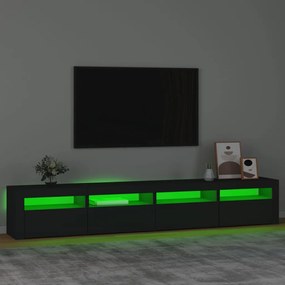 Mobile porta tv con luci led nero 240x35x40 cm