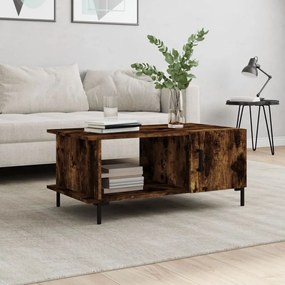 Tavolino Da Salotto Rovere Fumo 90x50x40cm İn Legno Multistrato /