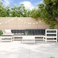 Set Divani da Giardino 8pz con Cuscini in Legno Massello Bianco 3185886