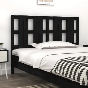 Testiera Per Letto Nera 145,5x4x100cm İn Legno Massello Di Pino /