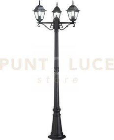 Palo grande roma nero 3 luci attacco e27 ip44 70x206cm