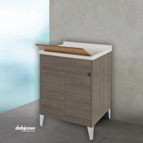 Lavatoio "Mondo 2.0" Con Due Ante Rovere Scuro Da 60x50cm