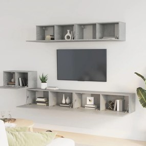 Set di mobili porta tv 5 pz grigio cemento in legno multistrato