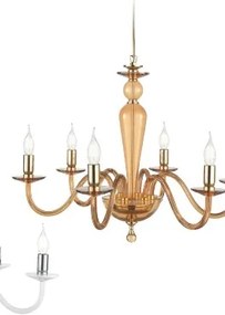 Lampadario in cristallo e vetro ambra e oro pagan 12 luci lp.pagan-...