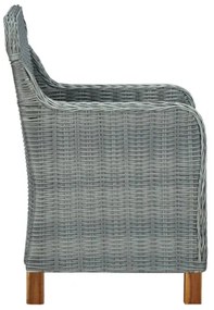 Set Divani da Giardino 3pz con Cuscini Polyrattan Grigio Chiaro