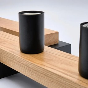 Lampadario a plafone MATTE 4xE27/15W/230V nero/quercia