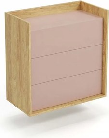 Comò modulare Mobius S3 in rovere naturale/rosa - H83
