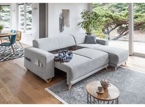 Divano angolare grigio chiaro allungabile e con contenitore Classy Sophie – Miuform