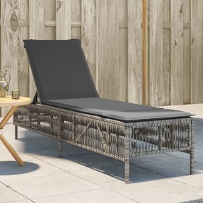 Lettino Prendisole Con Cuscino Grigio İn Polyrattan /