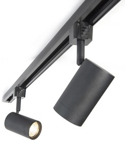 Sistema di illuminazione a binario moderno con 6 faretti nero 1 fase 286cm - Iconic Jeana