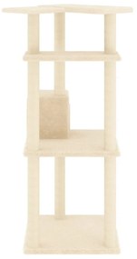 Albero per gatti con tiragraffi in sisal crema 123 cm