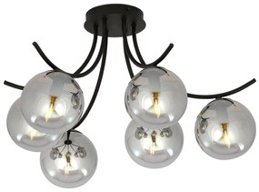 Lampadario da Soffitto in Acciaio e Vetro BOSTON 6 Nero 6xE14
