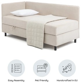 Letto singolo imbottito beige con contenitore con materasso incluso 90x200 cm Avela – Bonami Selection