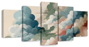 Quadri 5 pezzi – Nuvole colorate in sogno astratto
