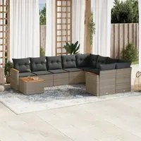 Set Divano da Giardino 10 pz con Cuscini Grigio in Polyrattan 3258721