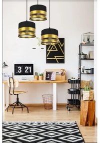 Lampadario su filo MILO 3xE27/60W/230V dorato/nero