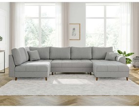 Divano angolare in velluto a coste grigio chiaro (angolo destro/U) Ariella - Ropez