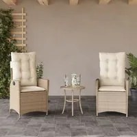 Sedie Reclinabili da Giardino 2pz con Cuscini Beige Polyrattan 365268