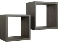 Set 2 Mensole Cubo da Parete Quadrato in Fibra di Legno Q-Bis Maxi Rovere Scuro