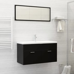 Set Mobili Da Bagno Nero İn Truciolato /