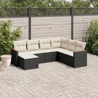 Set Divani da Giardino con Cuscini 7pz Nero Polyrattan 3226203