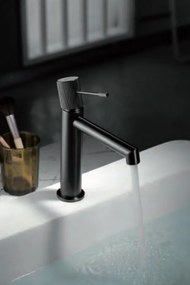 Rubinetto miscelatore lavabo monocomando senza scarico in ottone nero opaco Melin