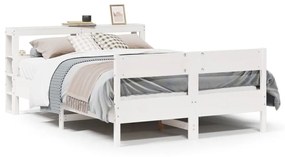 Letto Senza Materasso Bianco 140x200 Cm Legno Massello Di Pino /