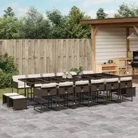 Set da Pranzo da Giardino 17 pz con Cuscini Marrone Polyrattan 3278132