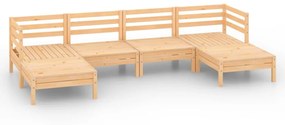 Set salotto da giardino 6 pz in legno massello di pino